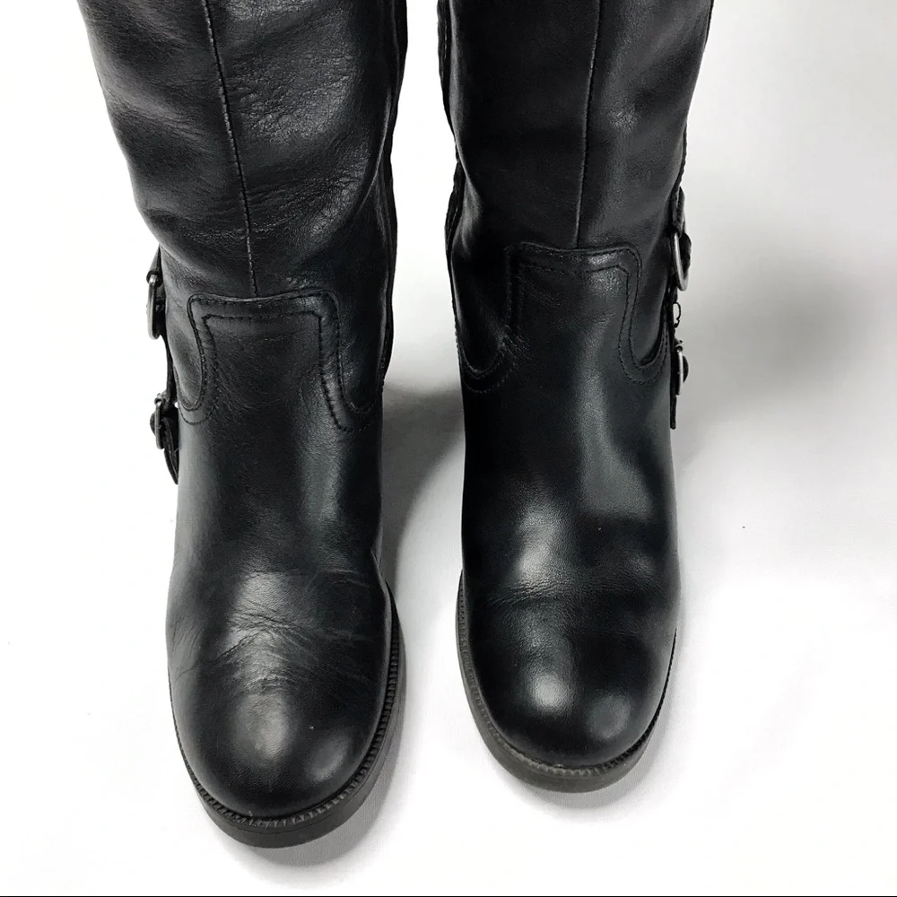 Lauren Ralph Lauren Calvina Tall Black Genuine Leather Boots Size 5.5 - Picture 4 of 10